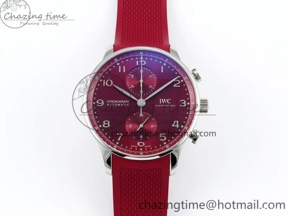 MIROTIME 0311 Reliable Portuguese Chrono IW3716 Z+F 1:1 Best Edition Red Dial on Red Rubber Strap A 7015